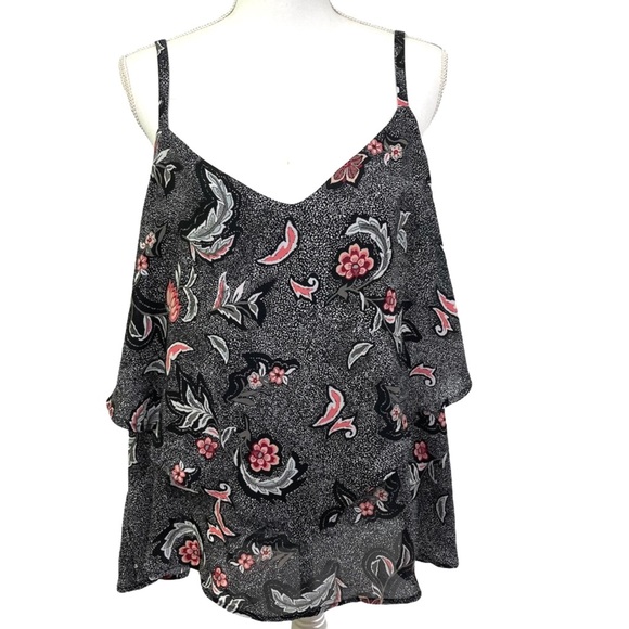 torrid Tops - Torrid Black Floral Double Layer Cami Tank Sz 1X